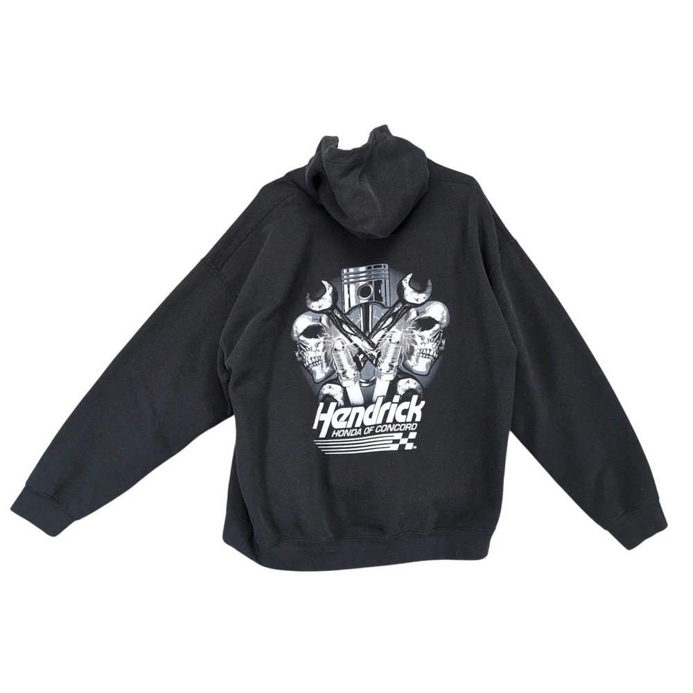 Hendrick Honda Concord NC Black Mechanic Graphic Hoodie Mens XL Gildan Grunge